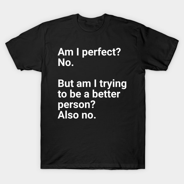 Am I perfect?No. T-Shirt by souw83